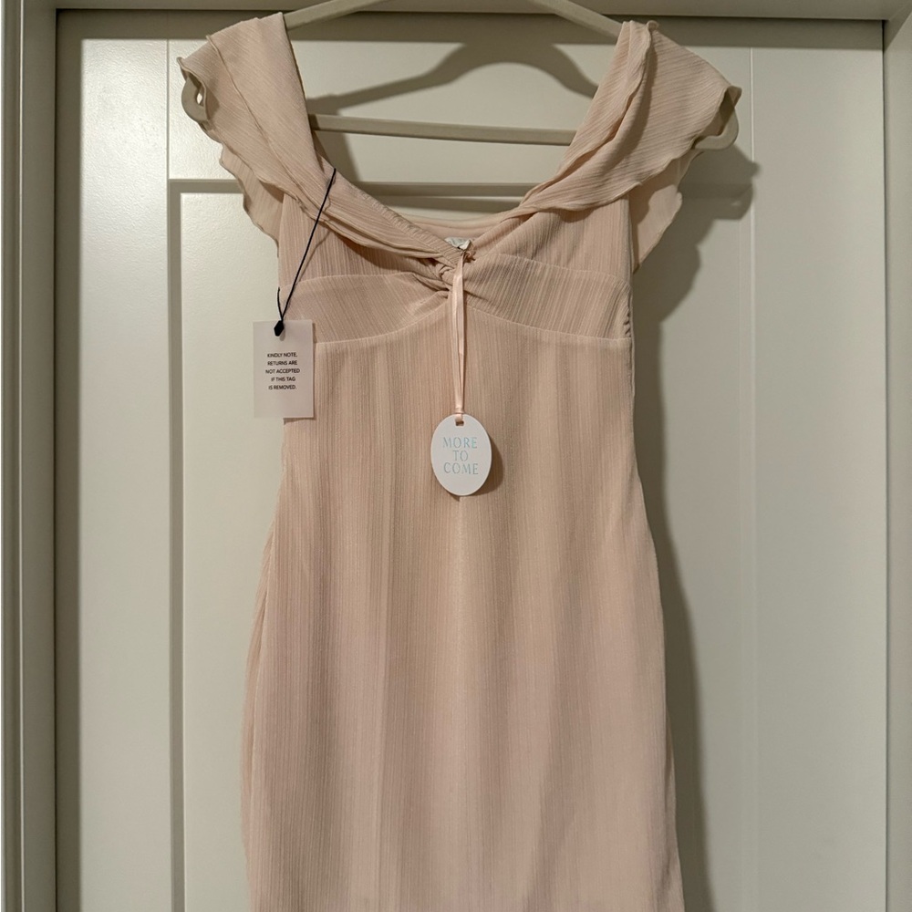 More to Come NWT Stylish Cream/Pink Dress with Cowl Neck